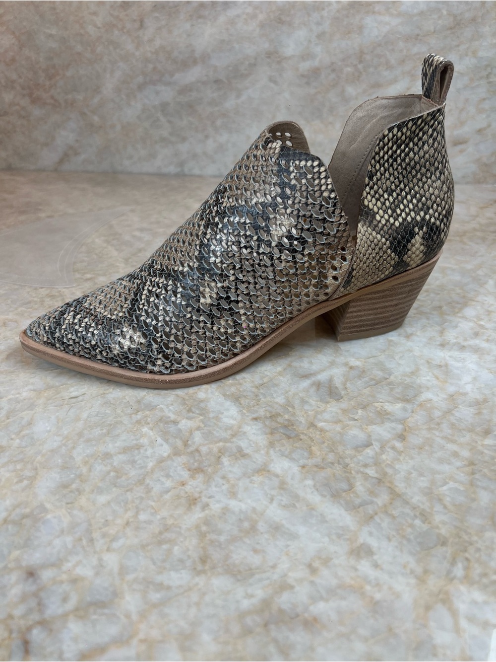 Dolce Vita Snake-Print Pointed Ankle Booties in Neutral Tones - Picture 9 of 9